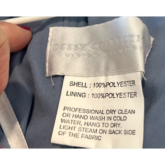 Dessy Collection Womens Notched Off Shoulder Crepe Gown Larkspur Size 10  NWT - Picture 5 of 7